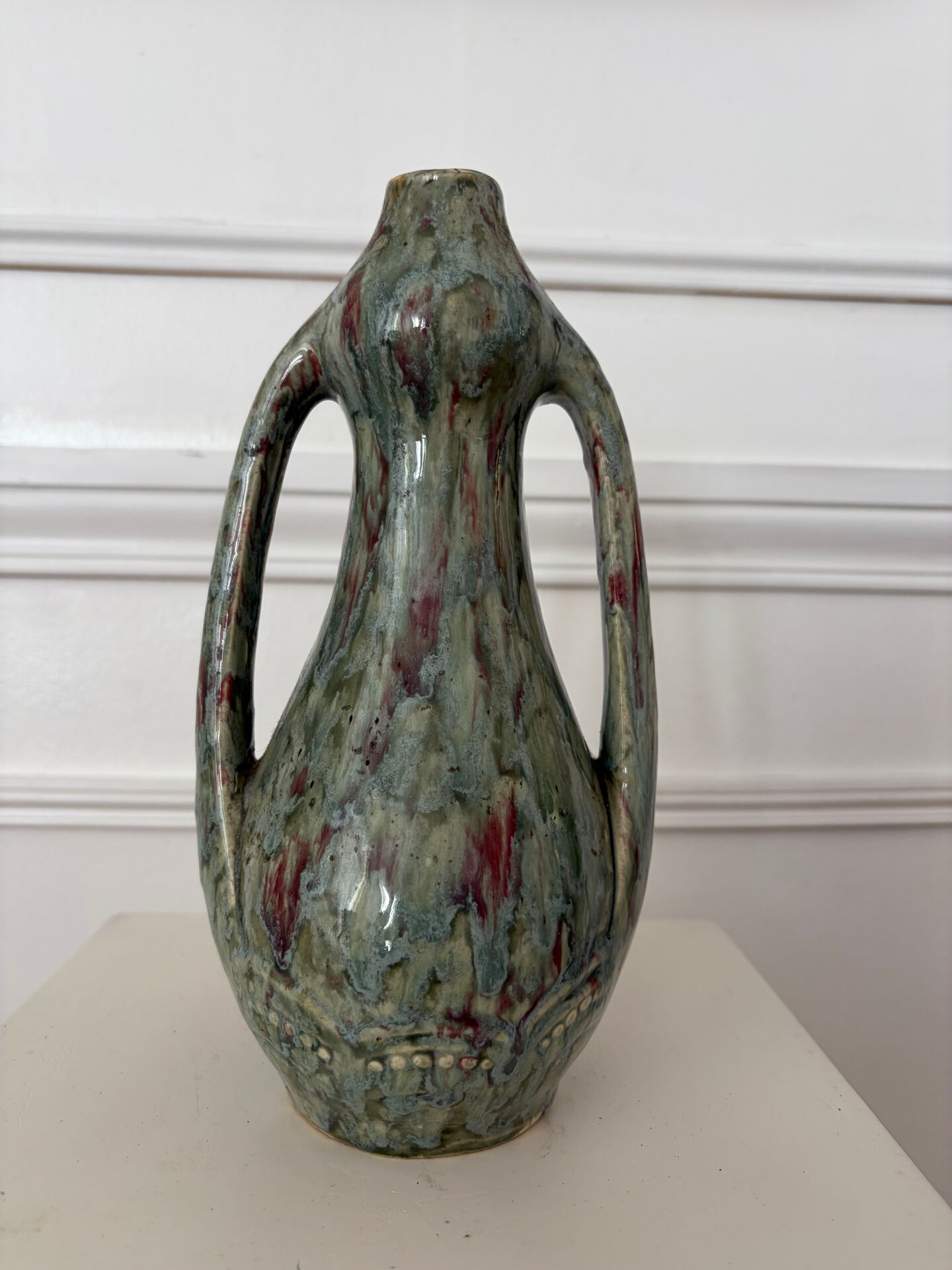 Art Nouveau ceramic vase with handles