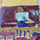 Mid-Century Modern "The Ensemble" Swedish Figurative Oil Painting, Framed