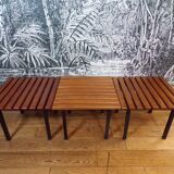 Set of 3 slatted coffee tables 1950