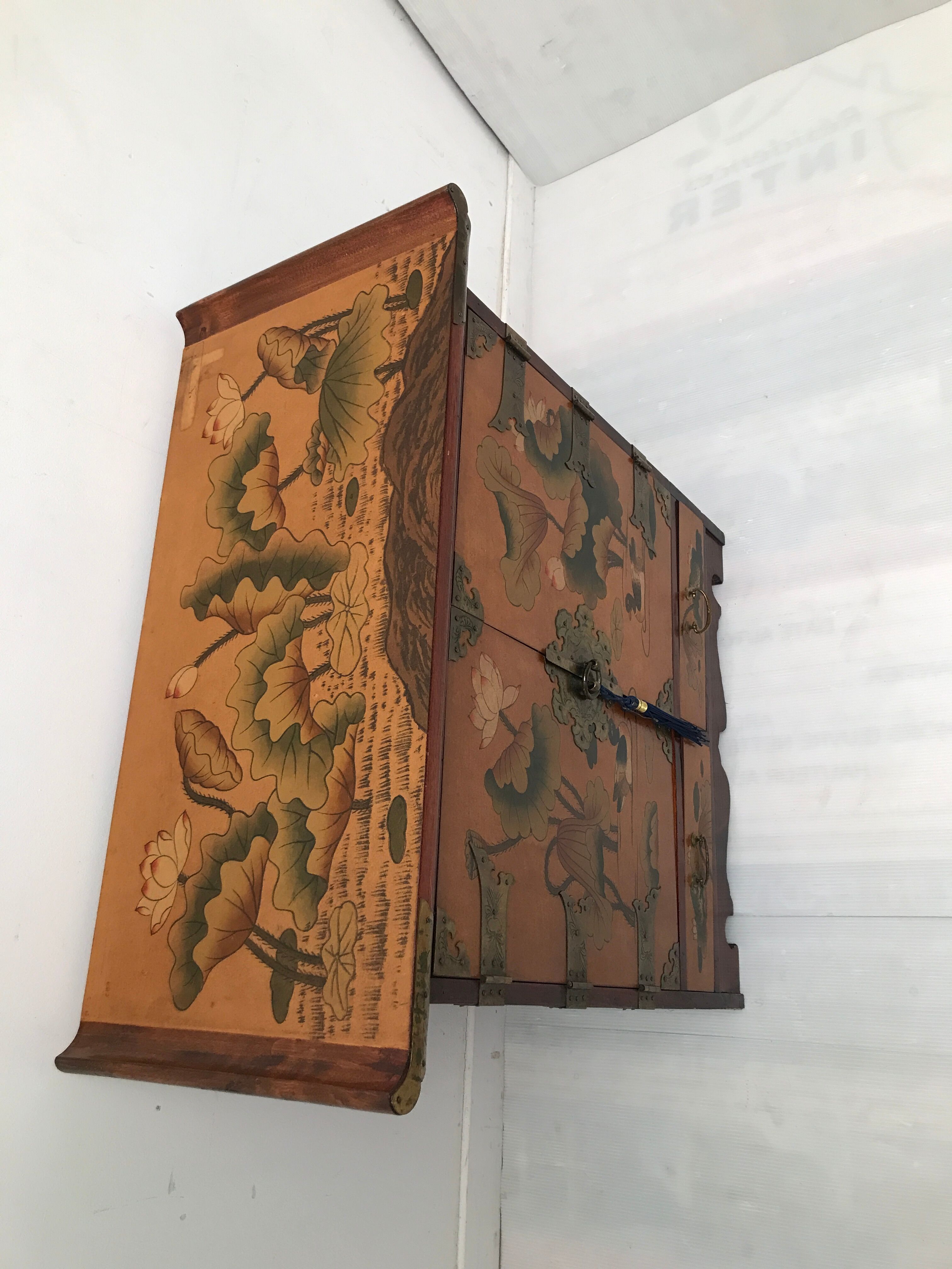 Chinese bedside table with wing top 60s-70s