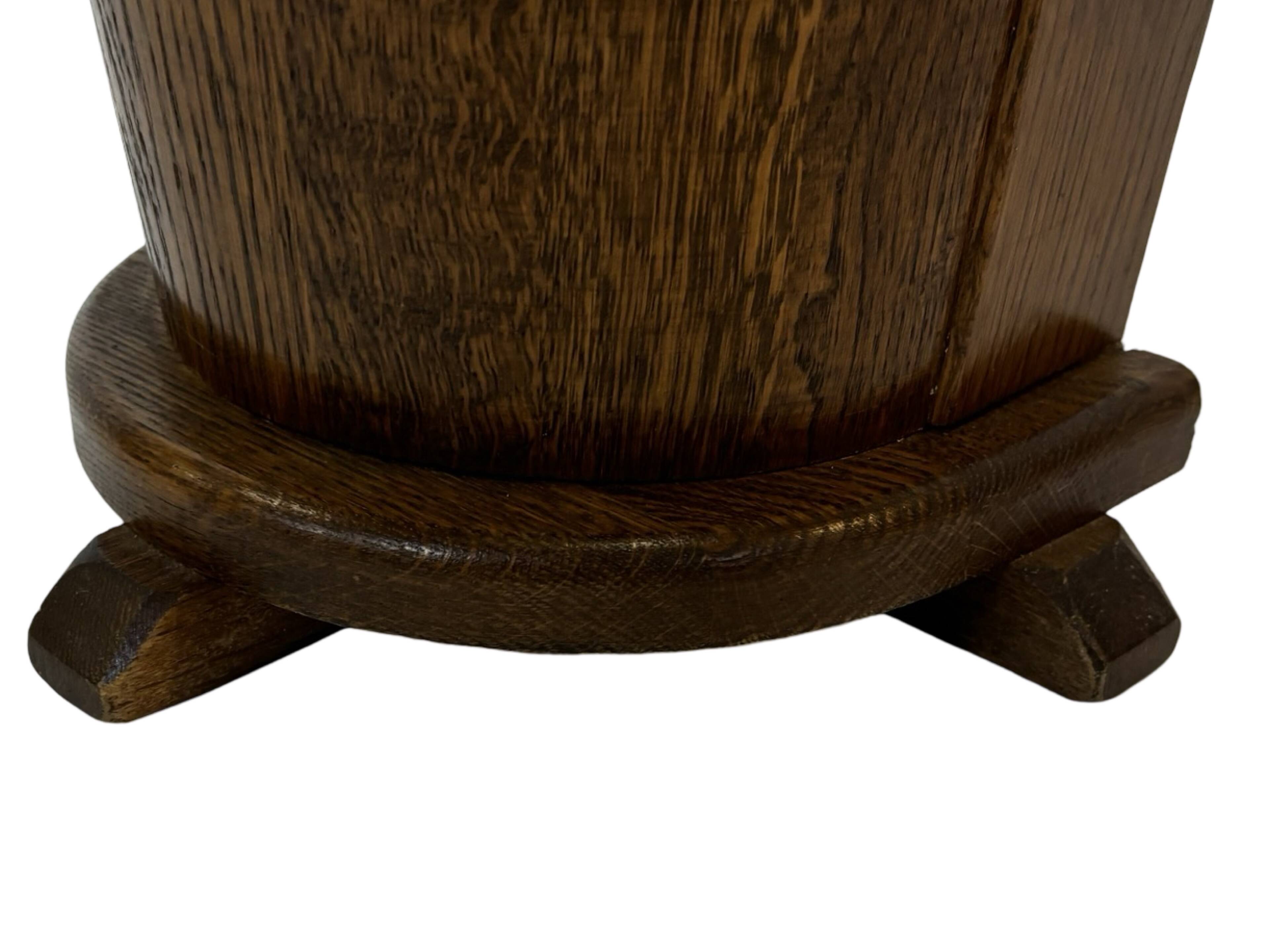 Vintage dark oak umbrella stand basket storage design 60s minimalist design