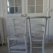 Pair of pray god patinated gray pearl waxed finish, seats mulched and bleached