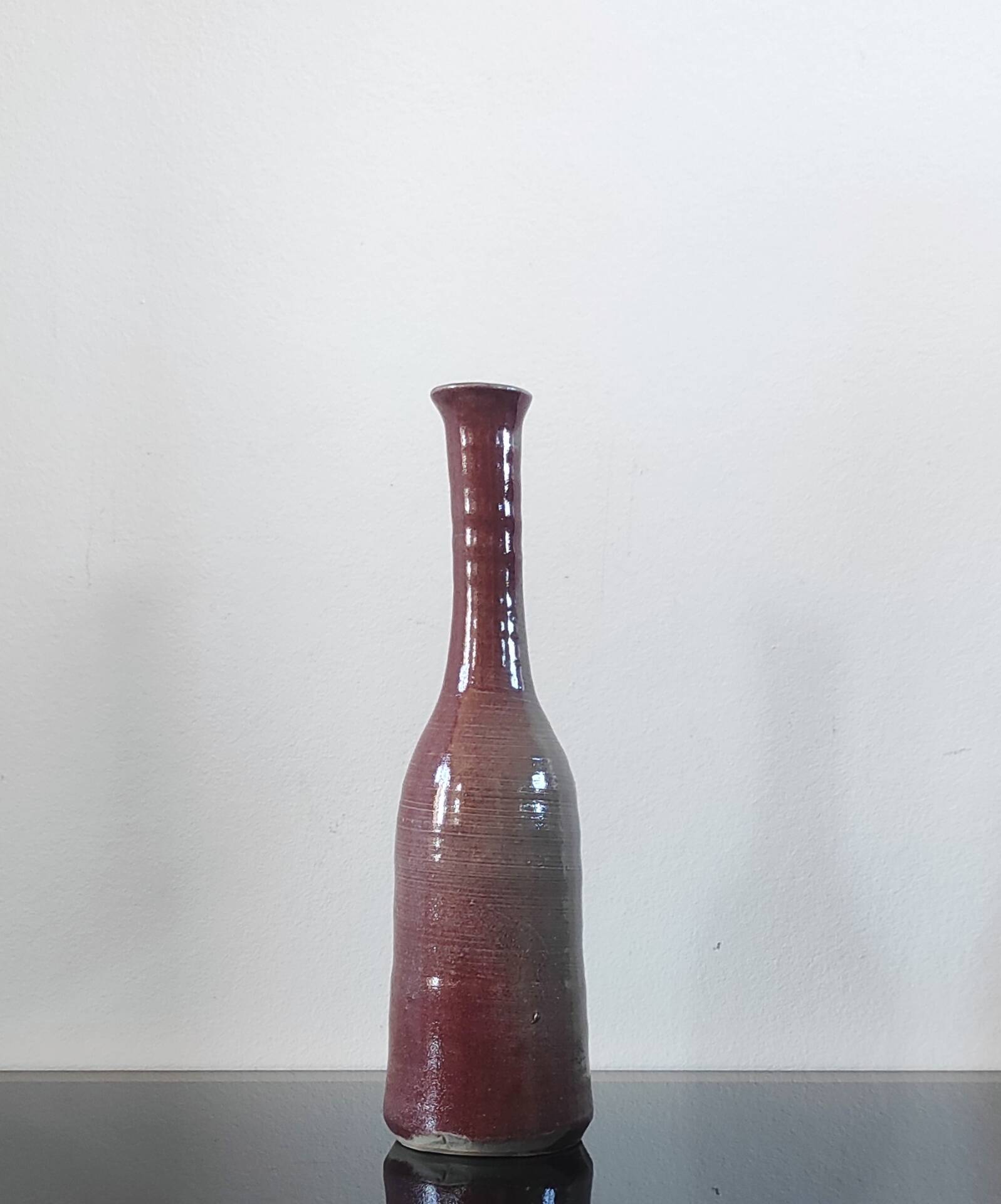 Vintage glazed stoneware bottle soliflore vase