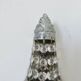 Pair of silver-plated balloon wall lights with pendants, circa 1970.