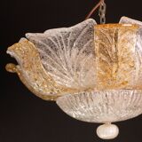 Italian Orange and Trasparent and Murano Glass Ceiling Light
