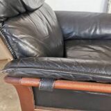 Paire de fauteuils Scala en cuir noir