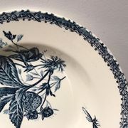 Hollow plate, insect and strawberry décor, Manufacture Choisy the King, Iron Land, H Boulenger - Co.