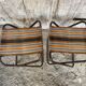 Pair of Folding Camping Fishing Stools Metal Tube + Vintage Fabric #E31
