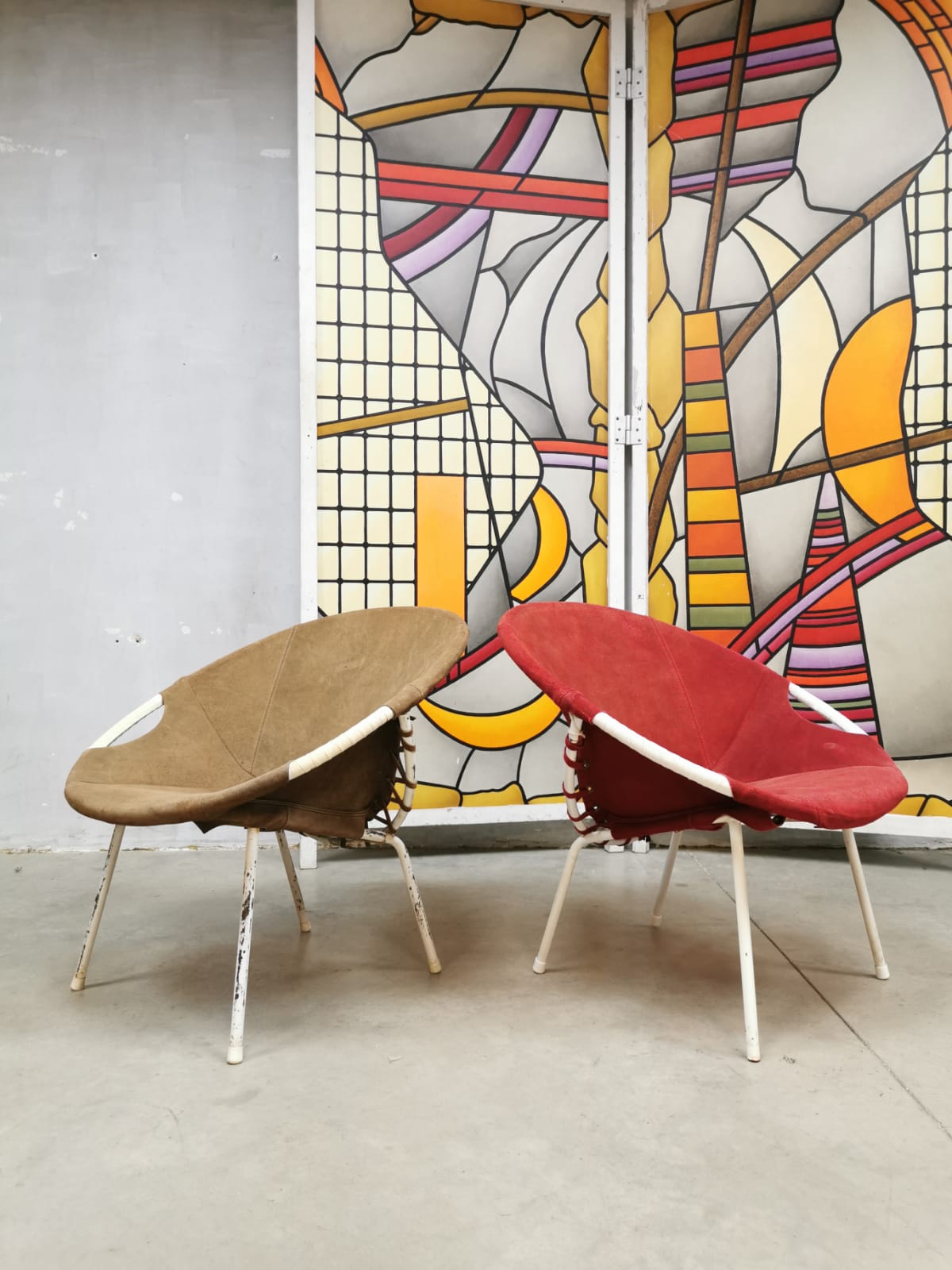 Vintage balloon chair by Lusch & Co red
