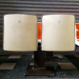 Suite of 4 double vintage bowling seats, 2 seats - brunswick - glass fibre - 1950