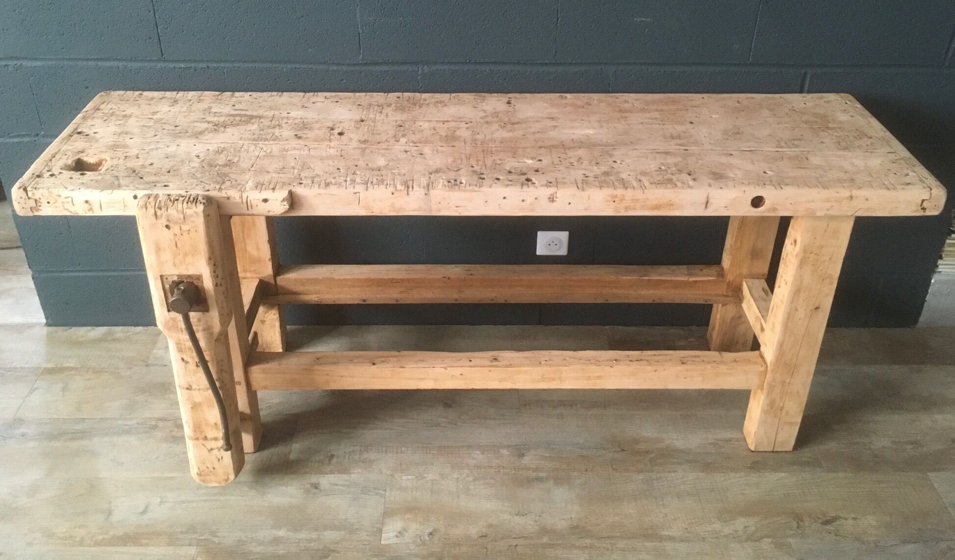 Antique workbench in light wood