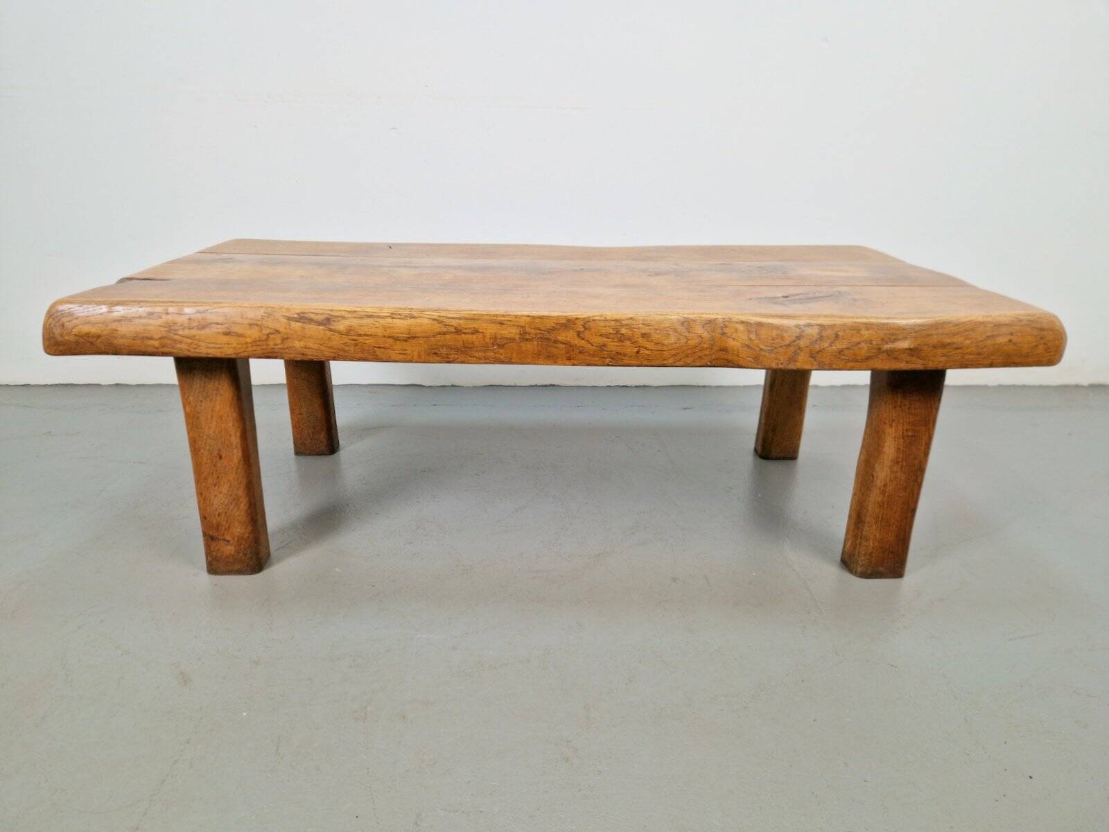 Mid-Century Brutalist Coffee Table in Oak, Spain, 1960s