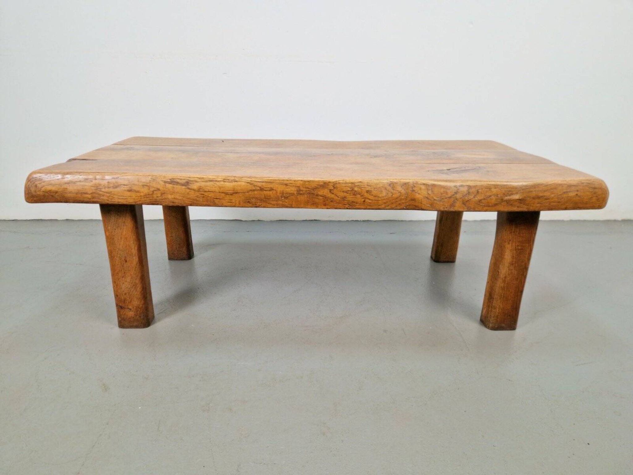 Mid-Century Brutalist Coffee Table in Oak, Spain, 1960s