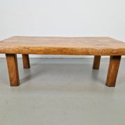Mid-Century Brutalist Coffee Table in Oak, Spain, 1960s
