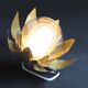 Lampe applique fleur dorée et flute satinée