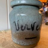 Enameled stoneware pot signed