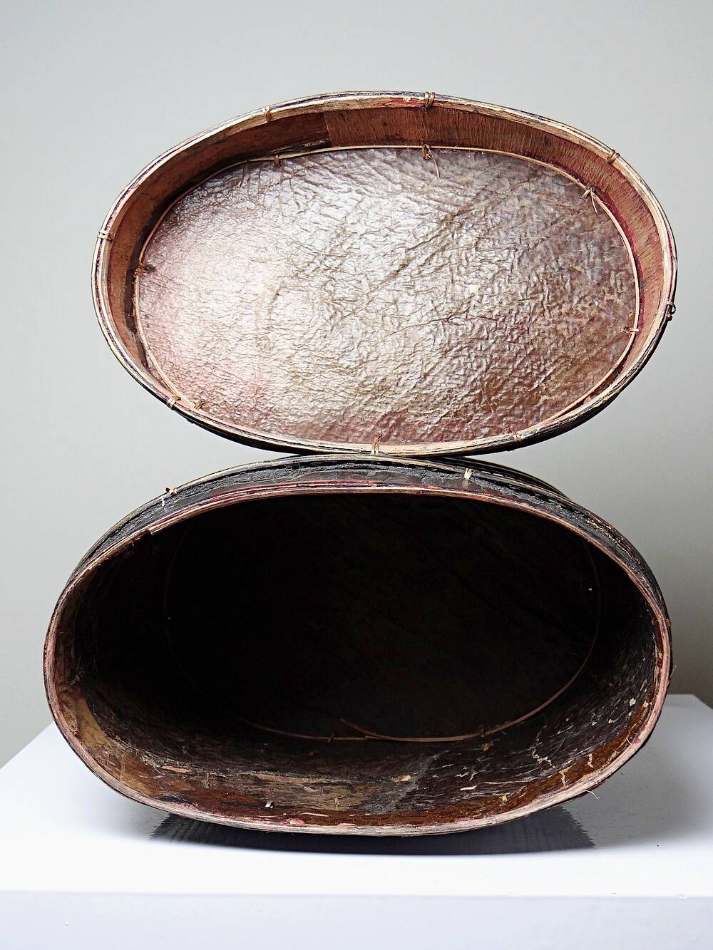 "Tampung" box, bamboo and leaf Indonesia, Lombok early 20th century
