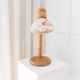 Solbackens Svarveri Pine Wood Table Lamp with Pink Ice Glass Shade – Mid Century 1960s
