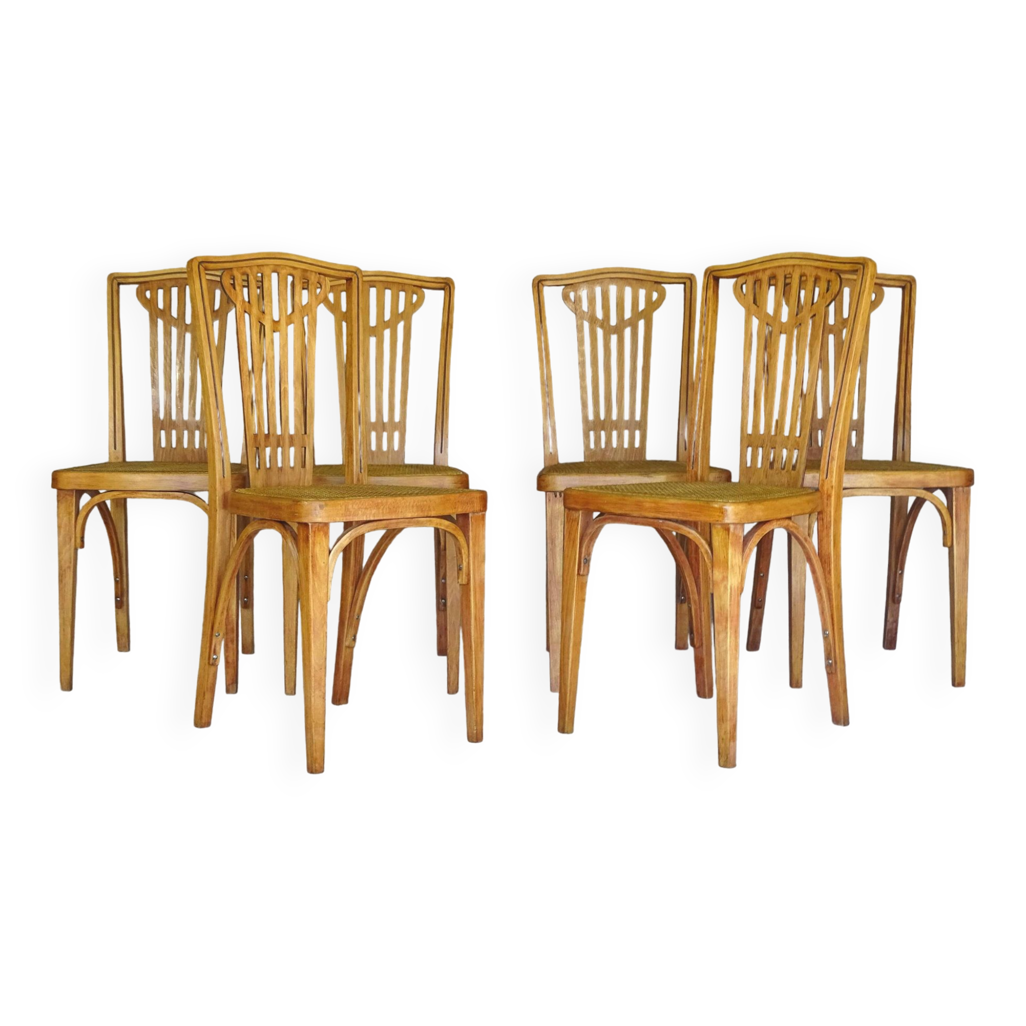 Set of 6 THONET chairs N°732 - 1914 - new canework - Viennese Secession.