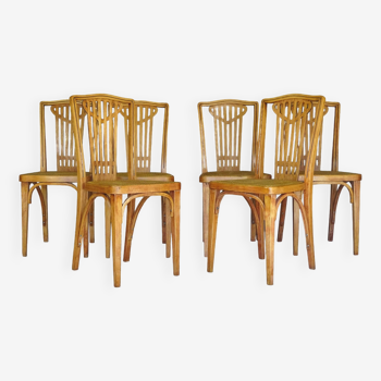 Set of 6 THONET chairs N°732 - 1914 - new canework - Viennese Secession.