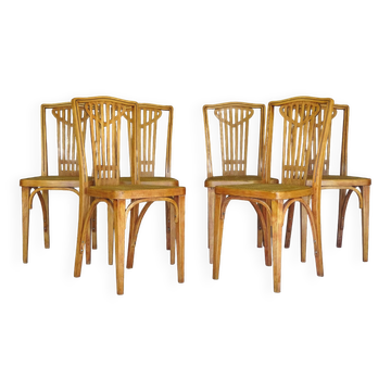 Set of 6 THONET chairs N°732 - 1914 - new canework - Viennese Secession.