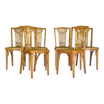 Set of 6 THONET chairs N°732 - 1914 - new canework - Viennese Secession.