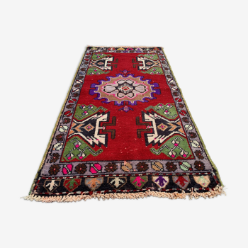 Small Vintage Turkish Rug 110x55 cm, Short Runner, Tribal, Shabby Chic