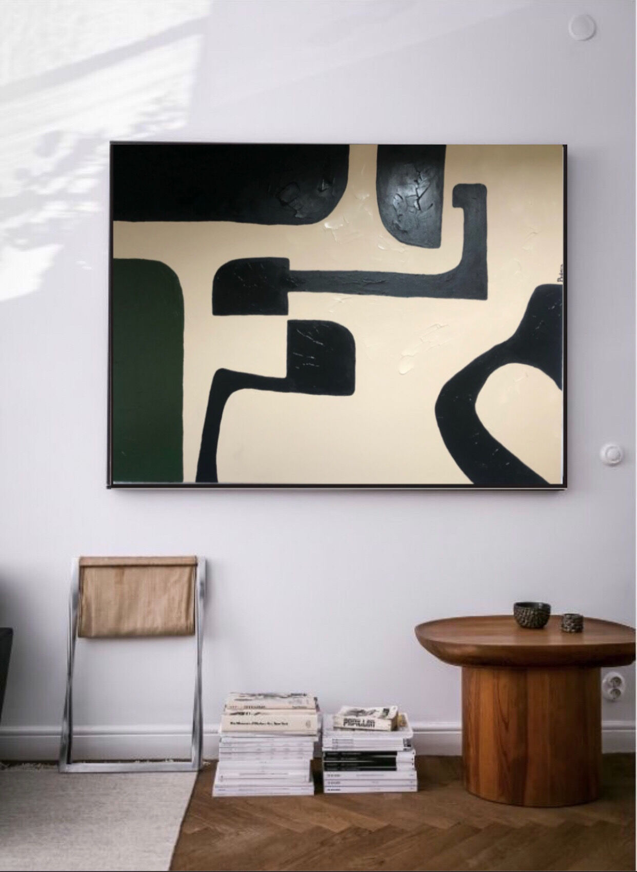 Abstract painting geometric shapes 100x81cm contemporary