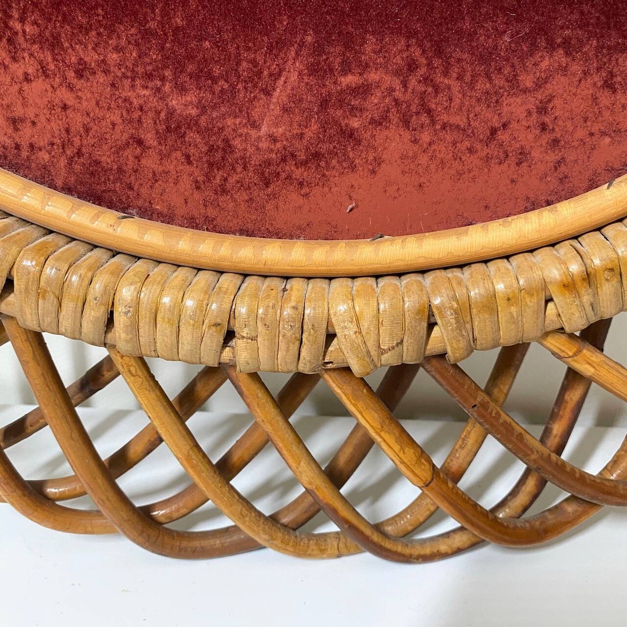 Oval rattan mirror style Franco Albini - 1960's