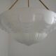 Vintage French 1930s Art Deco Gometric White Glass Ceiling Light