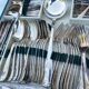 Complete cutlery in silver metal 62 pieces 12 place settings