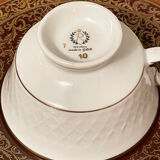 Reichenbach brown teacup trio set with saucer and plate, east-german fine china made in 1968-1990