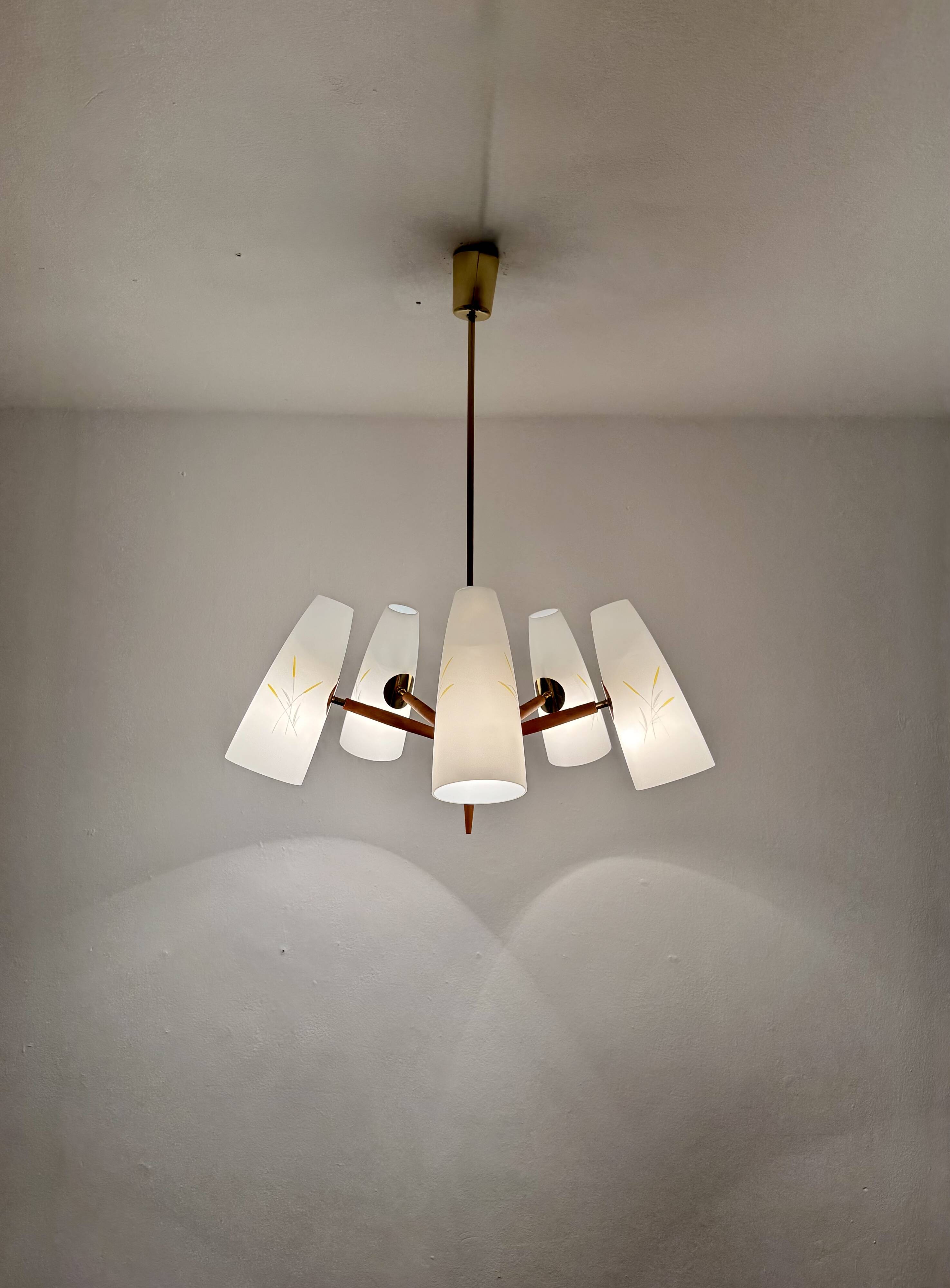 Austrian Brass Chandelier by Rupert Nikoll
