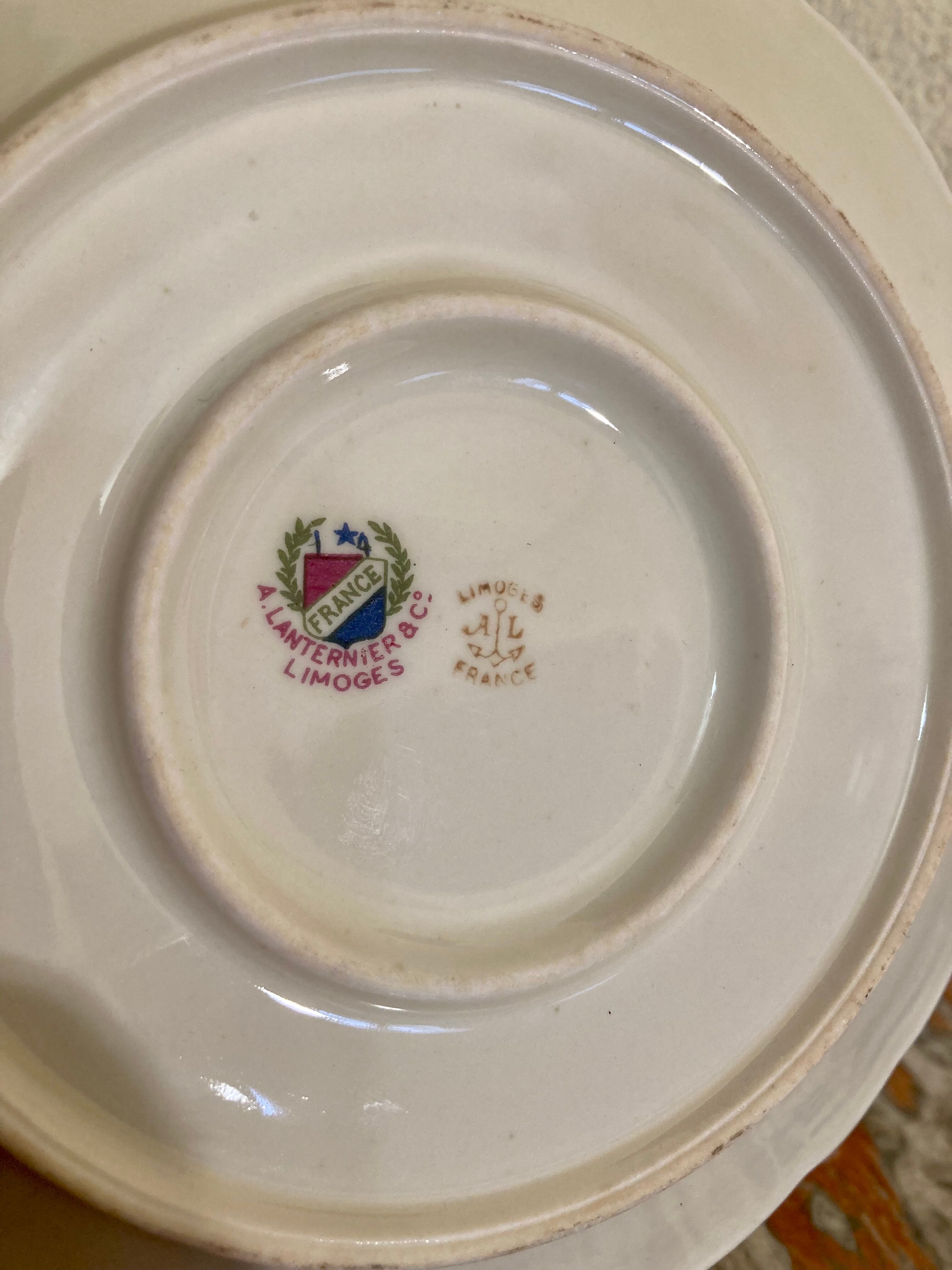 Limoges sauce boat A. Lanternier 1911 gold and blue edging