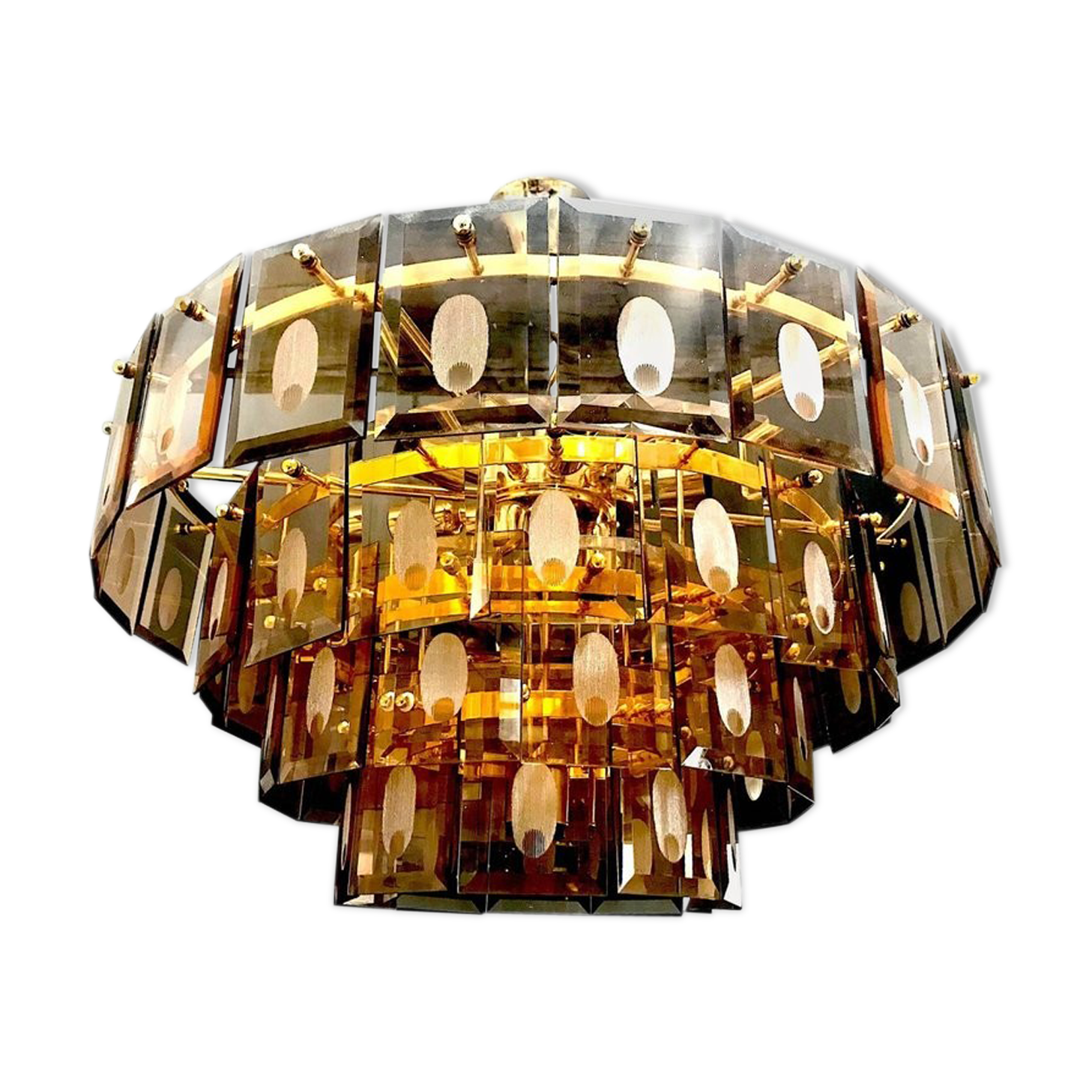 Chandelier framework Fontana Arte Murano 1970 Crystal