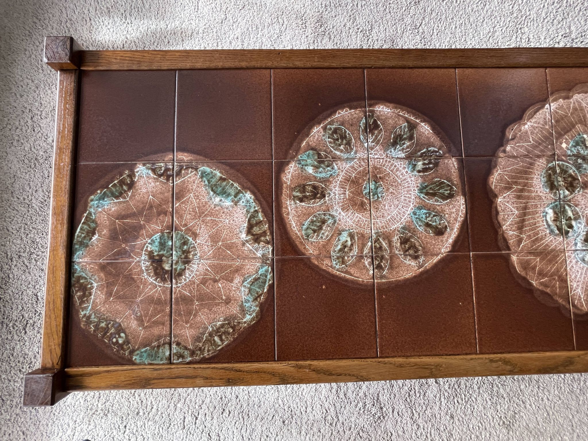 Coffee table in wood and ceramic attributed to Juliette Belarti alias Julien de Covemaeker