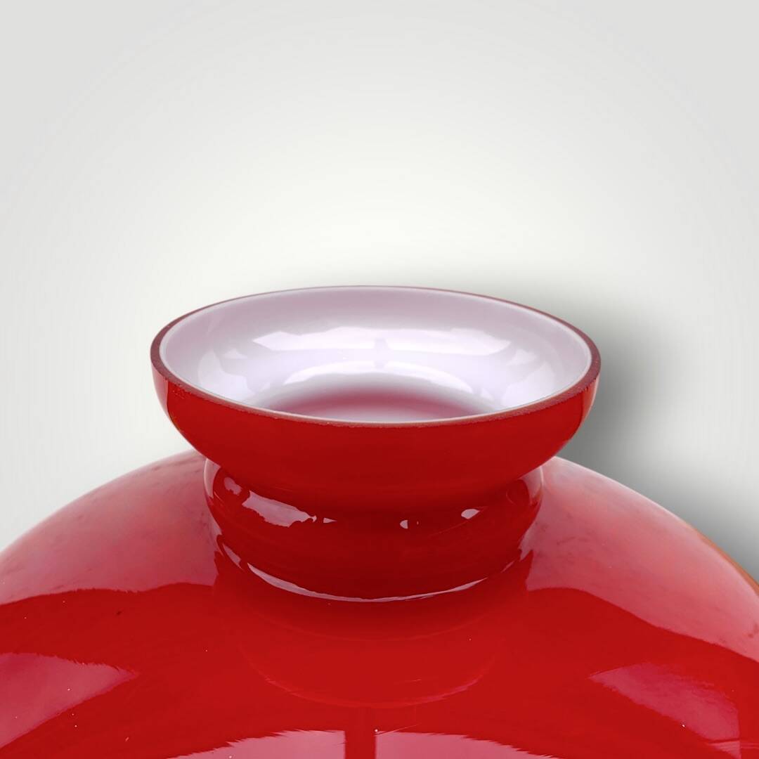 Vintage red and white opaline pendant globe