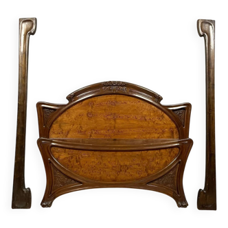 Nancy School after Louis Majorelle: center bed in burl and mahogany