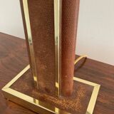 Vintage lamp in leather and gold metal
