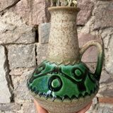 Emerald glazed ceramic pitcher vase