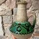 Emerald glazed ceramic pitcher vase
