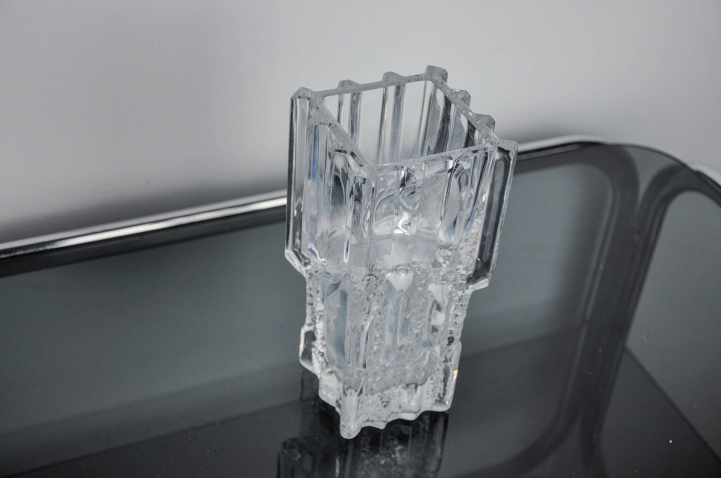 Limburg vase with ice cube effect in glass, Germany, 1970