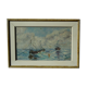 Old painting boat at sea signed