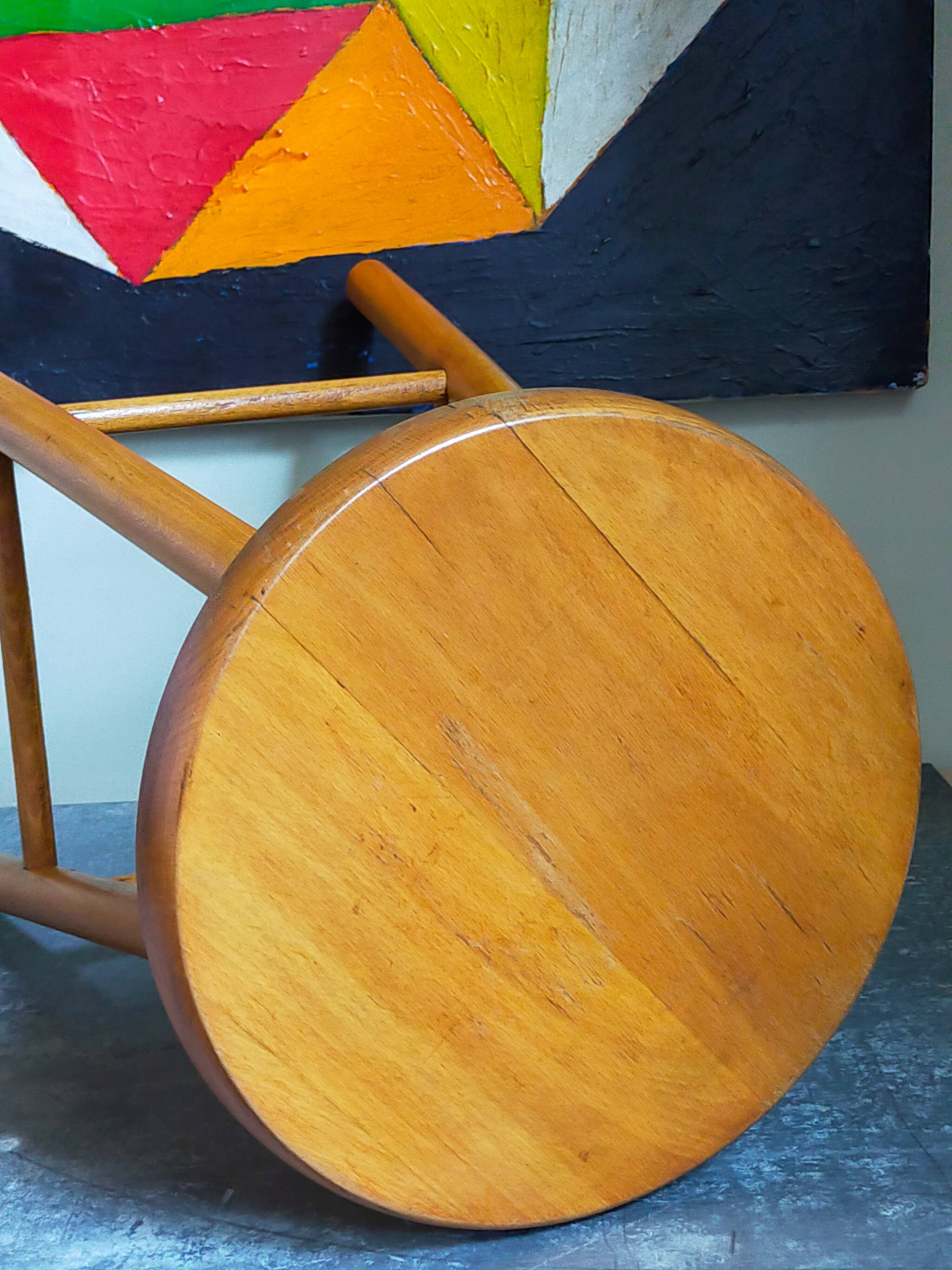 Vintage blond wooden stool