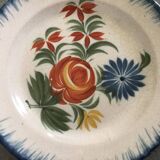 Old plate in auvillar earthenware, floral painting decoration, 19th century