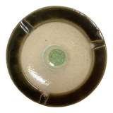 Green khaki beige ceramic ashtray tray.