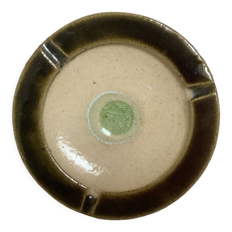 Empty pocket ceramic ashtray green khaki beige