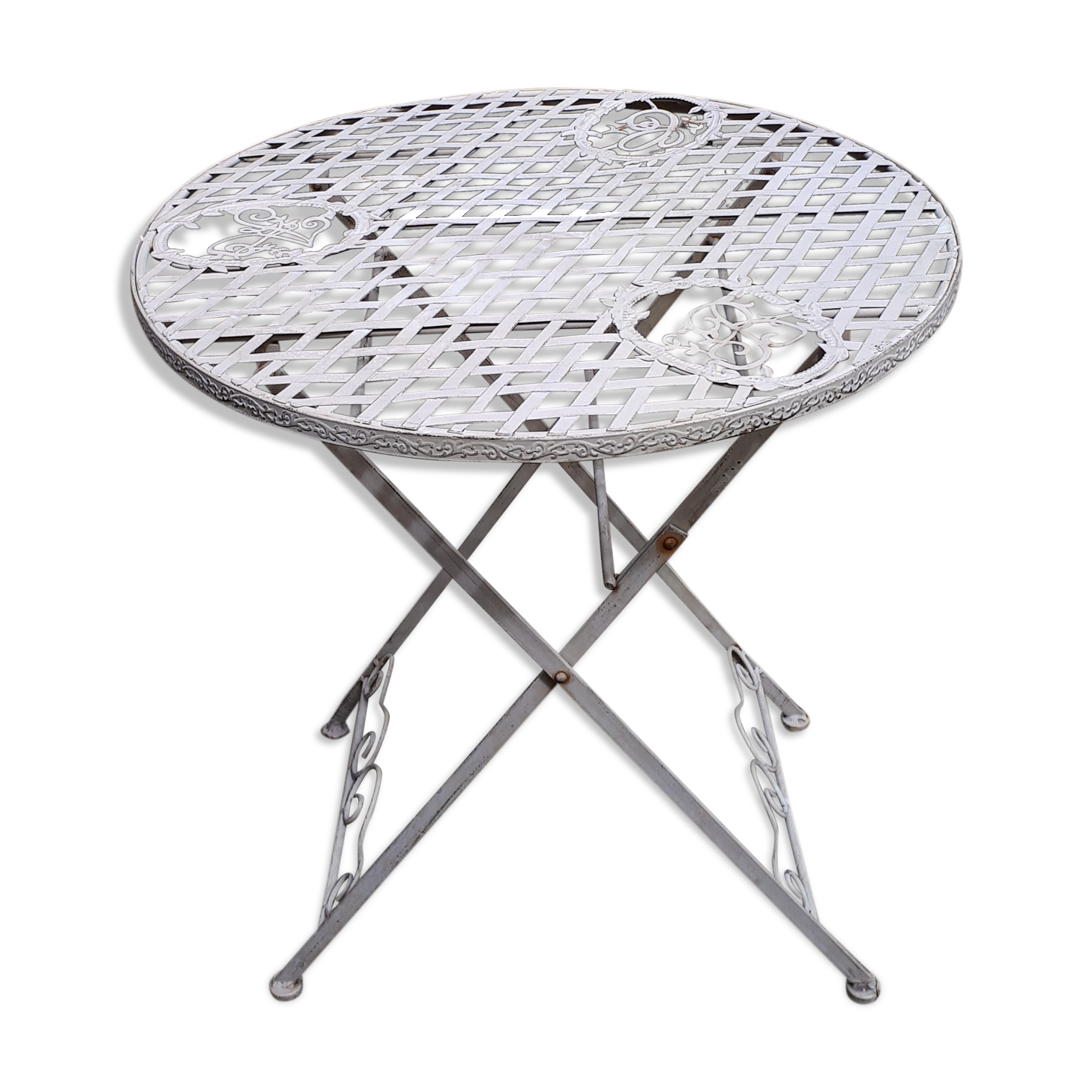 Folding garden table, wrought iron