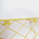 Wall-mounted barber mirror - Rectangle - yellow plastic outline - 1970 29x38cm
