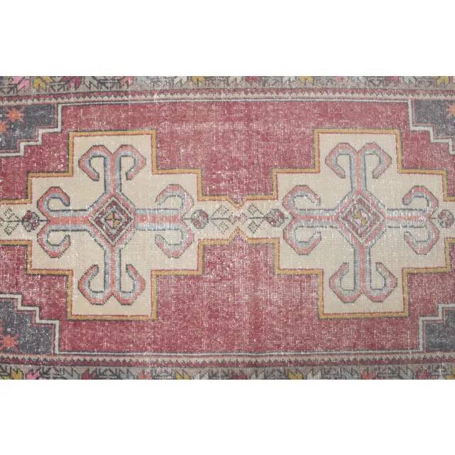 1970s Turkish Oushak Handmade Wool Cotton Pink Area Rug 127x276